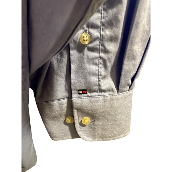 🍒 2/$20 🍒 Men's Tommy Hilfiger Button-up Shirt Blue with White Pattern sz 2XL - Picture 8 of 9